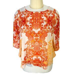 Chico's Blouse Womens L/XL Chiffon Poncho Semi Sheer